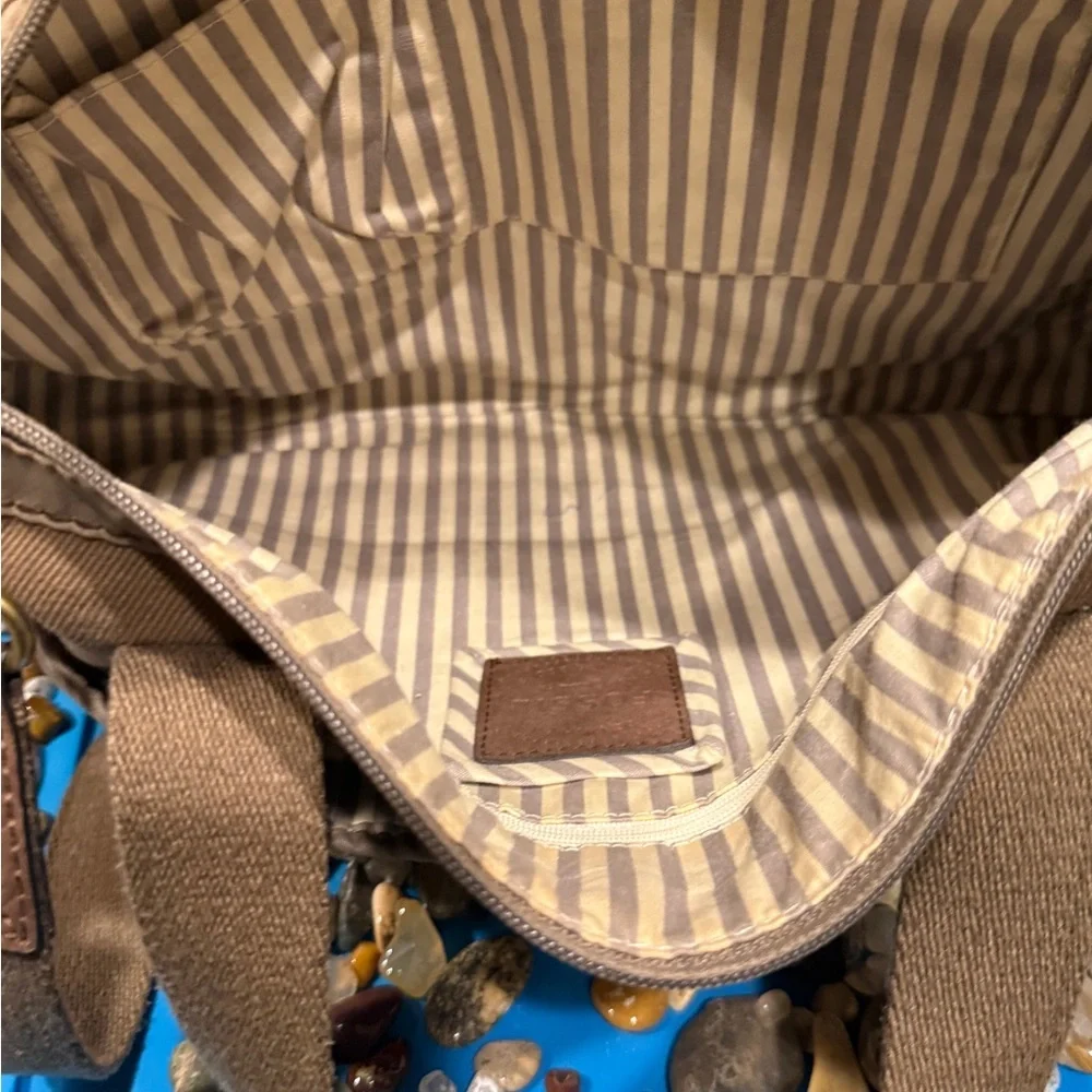 Fossil Vintage Tan and Brown Canvas Tote - Picture 5 of 9